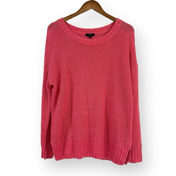 J.Crew Beach Linen Crewneck Open Knit Pullover Sweater Cover Up Pink Size M - Picture 1 of 8